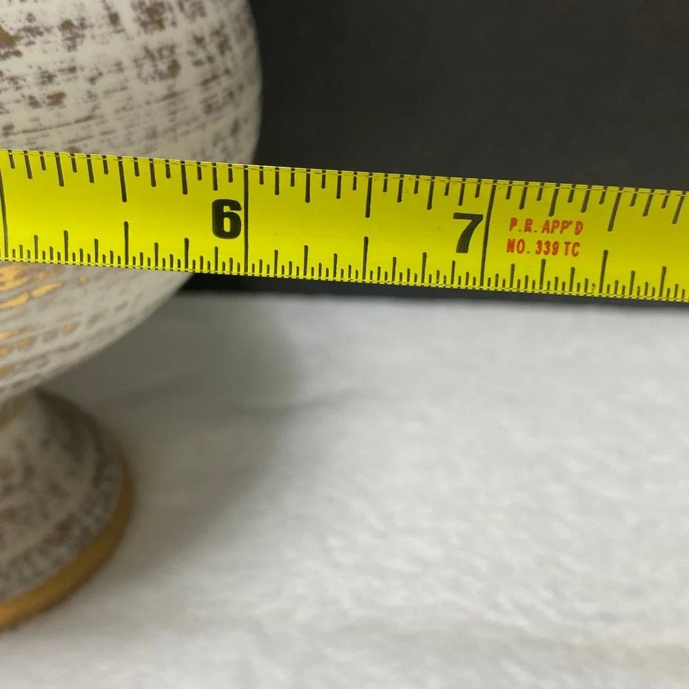 VTG Royal Haeger 4043 Gold Tweed Vase Textured Gold Accent White‎ Ceramic 13